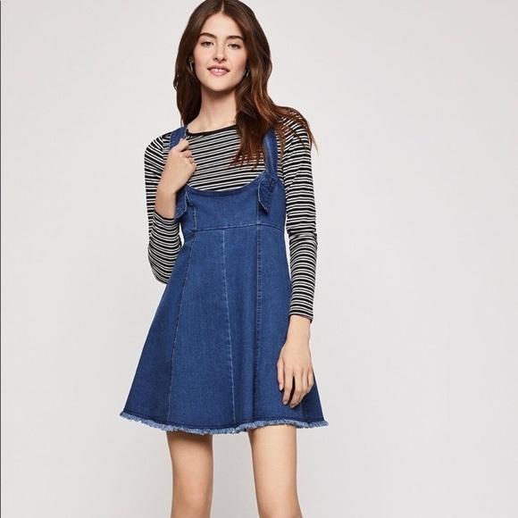 BCBGeneration Dresses & Skirts - NWT BCBGeneration Frayed Edge Overall Denim Dress
